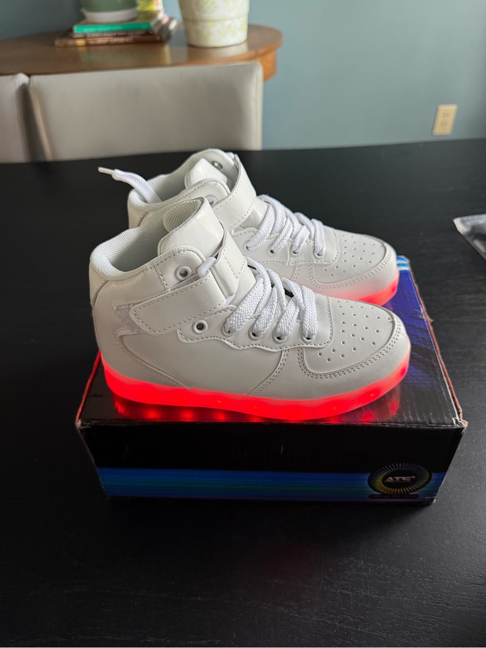 Kids White High-Top LED Light-Up Sneakers